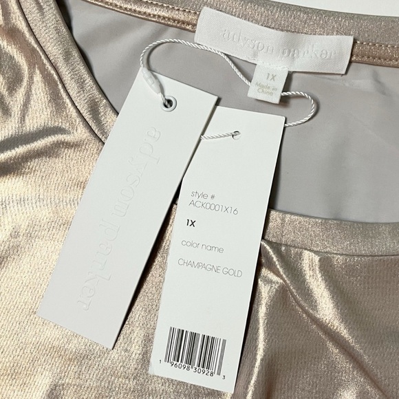 Adyson Parker NWT Liquid Jersey Short Sleeve Top 1X champagne gold shimmer - Picture 5 of 10